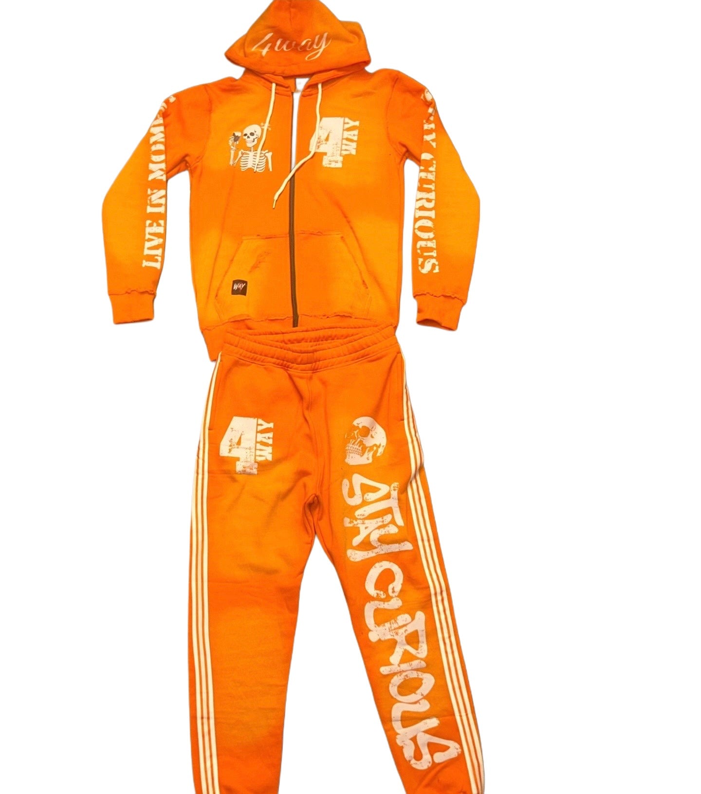 'Stay Curious' Distress Jogging Set