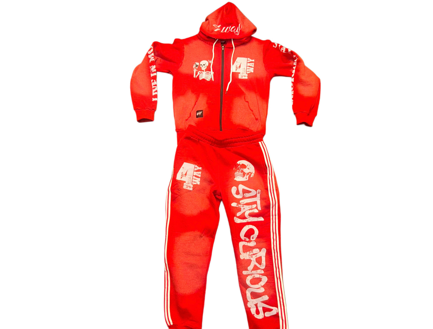 'Stay Curious' Distress Jogging Set